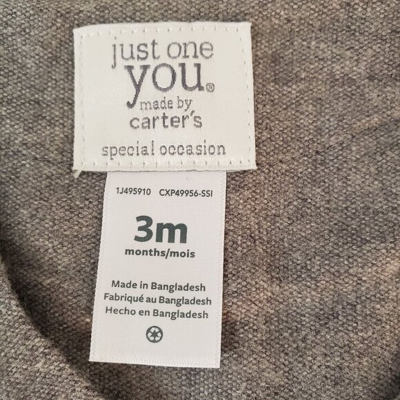 Just One You Gingham Baby Boy Dress Shirt + Gray Vest 3Mo 100% Cotton Knit NEW - Picture 4 of 5